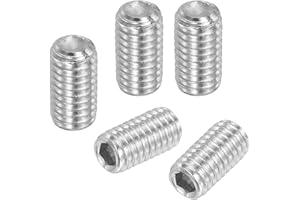 PATIKIL 50 Pcs Hex Socket Grub Screw, M6x12mm Flat Point Grub Bolt 304 Stainless Steel Head Socket Set Screws for Door Handle