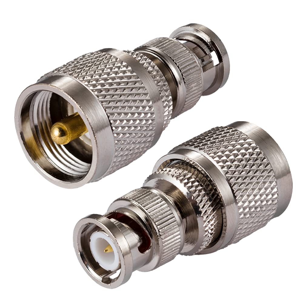 Vecys CB Radio Adapter PL259 UHF Male to BNC Male Antenna Adapter for CB Antenna CB Aerial Ham Radio Walkie Talkie Handheld Radio Two way Radio SO 239 Coax Wireless LAN Devices(2 pcs)