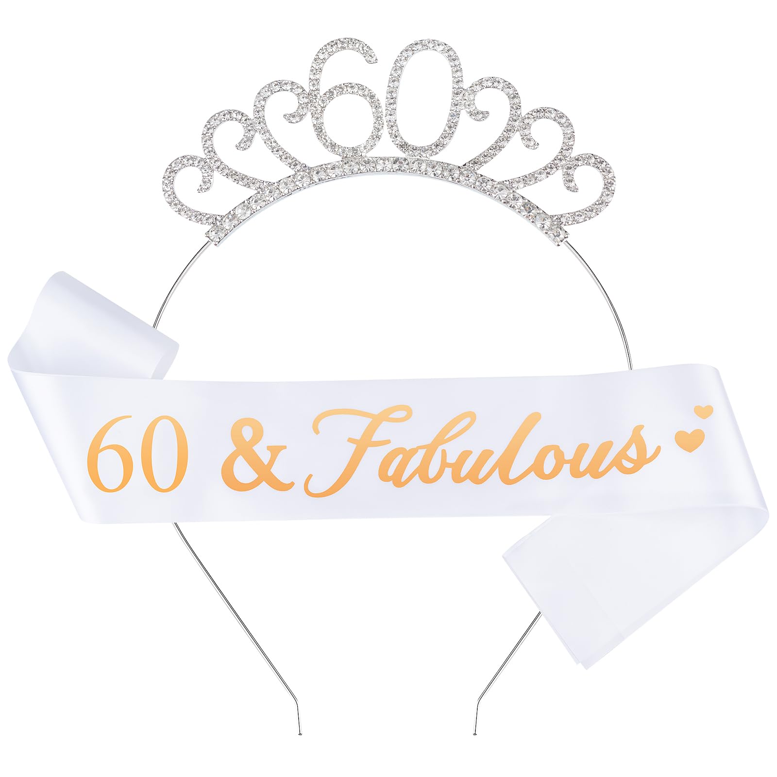 Fantasyon 60th Birthday Crown with Tiara, Crystal Rhinestone Tiara for 50th Birthday Gift Party Accessories