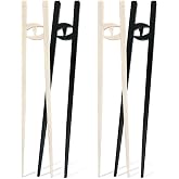 Holdstix Training Chopsticks for Adults, Easy-To-Use Design, 4-Piece Set | Beginner-Friendly Helper Design, Guided Finger Grip, Reusable Plastic, Lightweight Build, Dishwasher Safe, 8-Inch Length