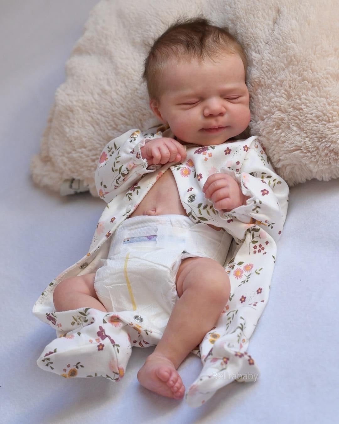 BNNPUU Reborn Baby Doll Reborn Babies Lifelike Doll Looks Like A Real Baby Closed Eyes Smiling Girl 20 Inch Handmade Washable Dolls Soft Vinyl Body