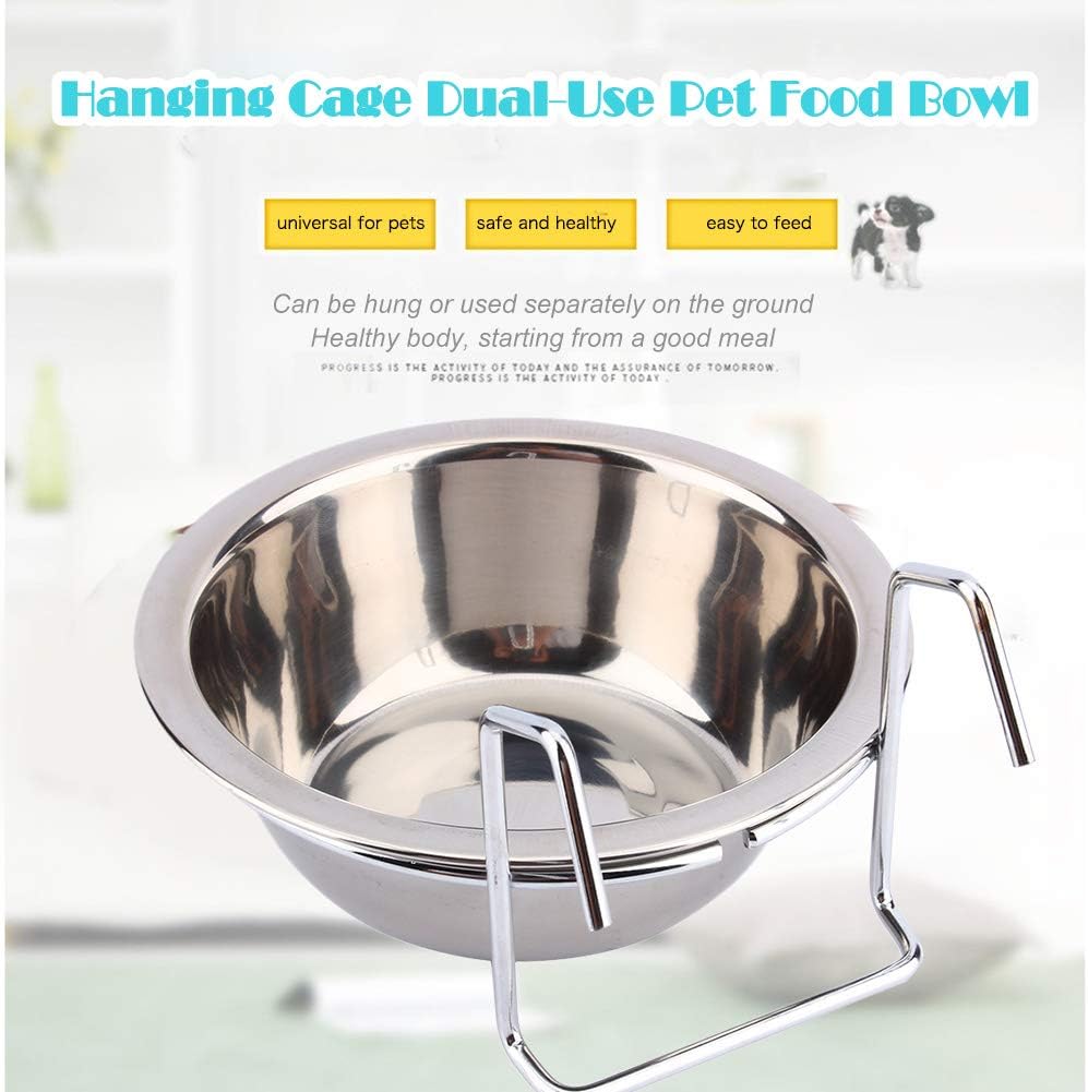 Yosoo Cage Hanging Bowls With Hook, Stainless Steel Food Bowl Water Dispenser for Pet Dog Cat Rabbit Bird - Image 5