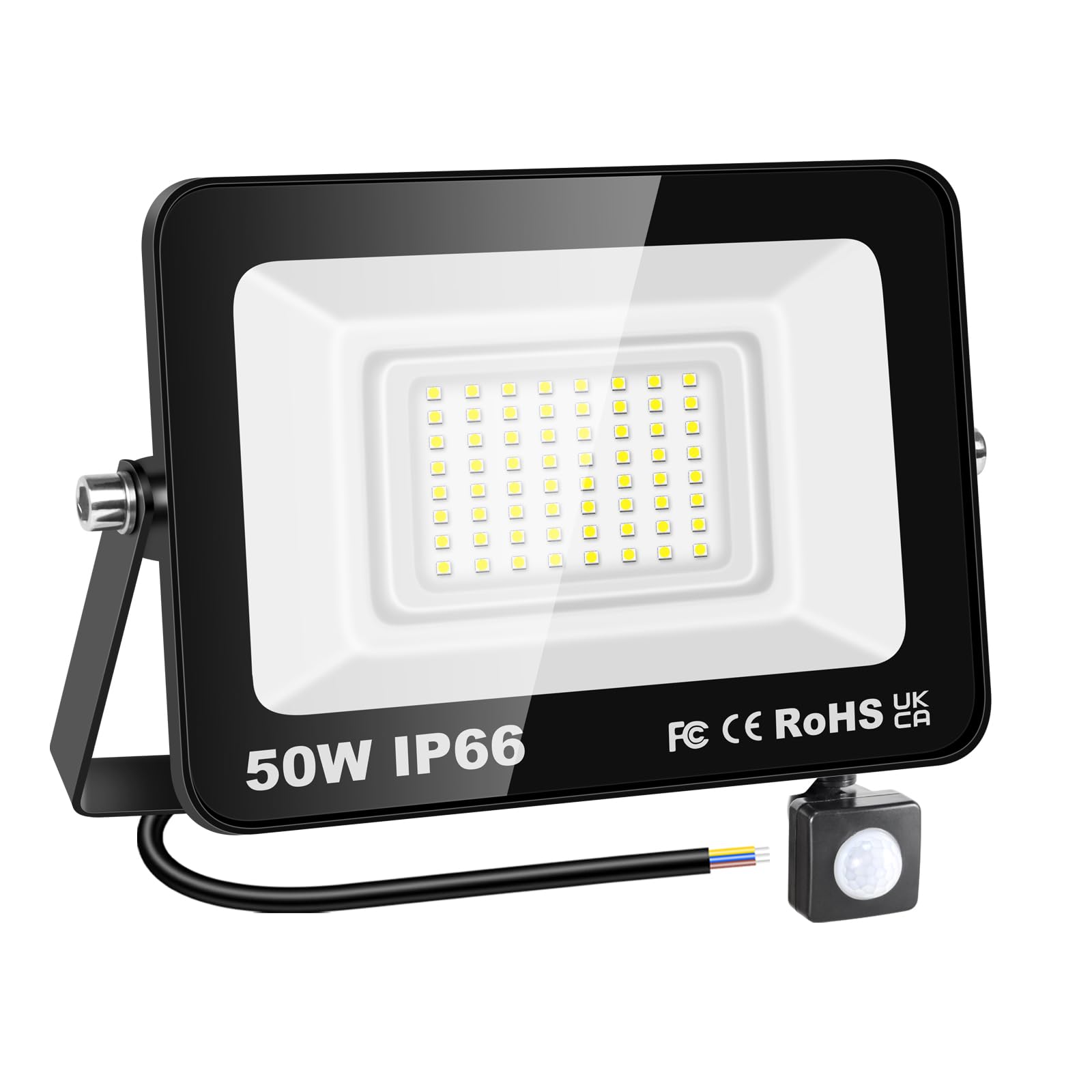 RIGIDON 50W Motion Sensor Light Outdoor 5000LM Super Bright LED Flood Outdoor Lights 6000K Daylight White IP66 Waterproof Security Lights for Garden, Garage, Yard, Sports Ground, Patio (watts, 50)