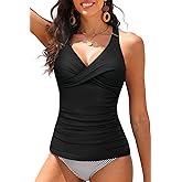 Daci Women's Tankini Top Only - Tummy Control Twist Front Swim Top Athletic Cross Back Supportive Bathing Suit 2026
