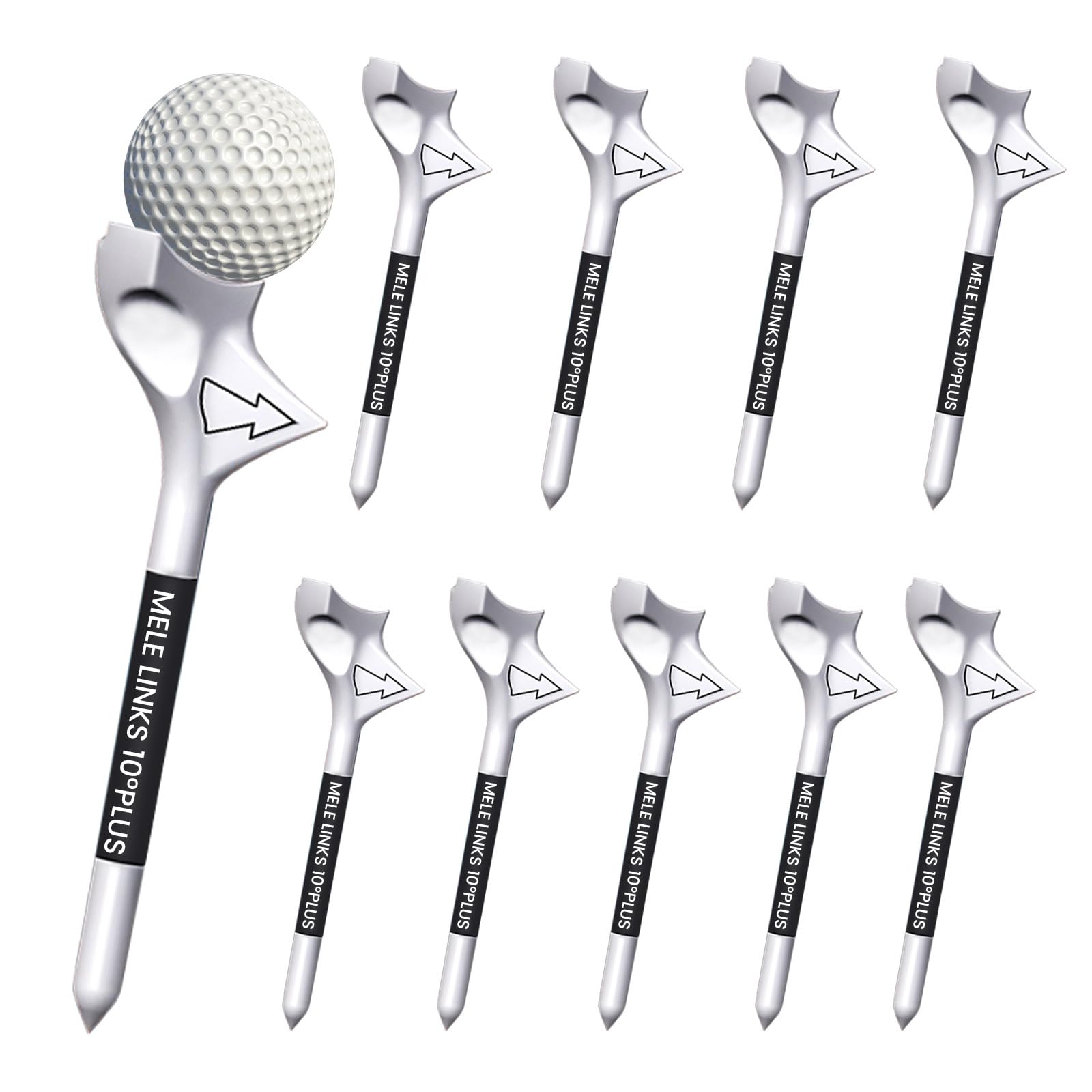 GALAMAX 10 Pcs Golf Tees, Durable 10° Golf Tees Plastic, Personalised Low Resistance Golf Tee and Increase Distance Golf Accessories