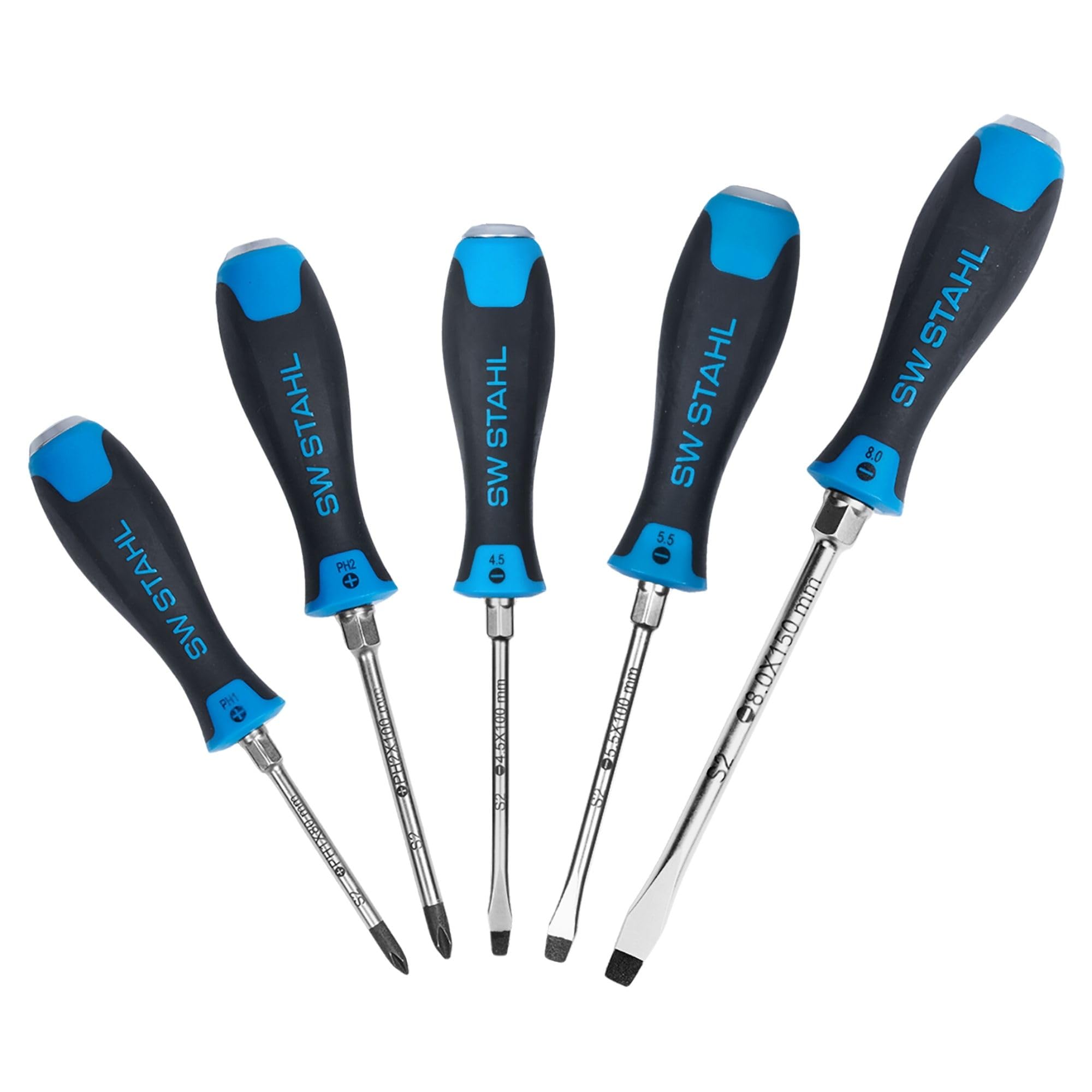 SW-Stahl 32816L Screwdriver Set Impact-Resistant 5-Piece I Slotted & Cross I Screwdriver Tool Set