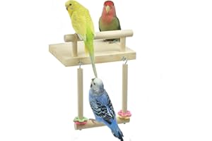 GUANLANT Bird Cage Platform Perches Stands,Parrot Natural Wood Playground Accessories Cockatiels Swing Hanging Toys Conure Wooden Play Gyms for Green Cheeks, Lovebird, Hamster