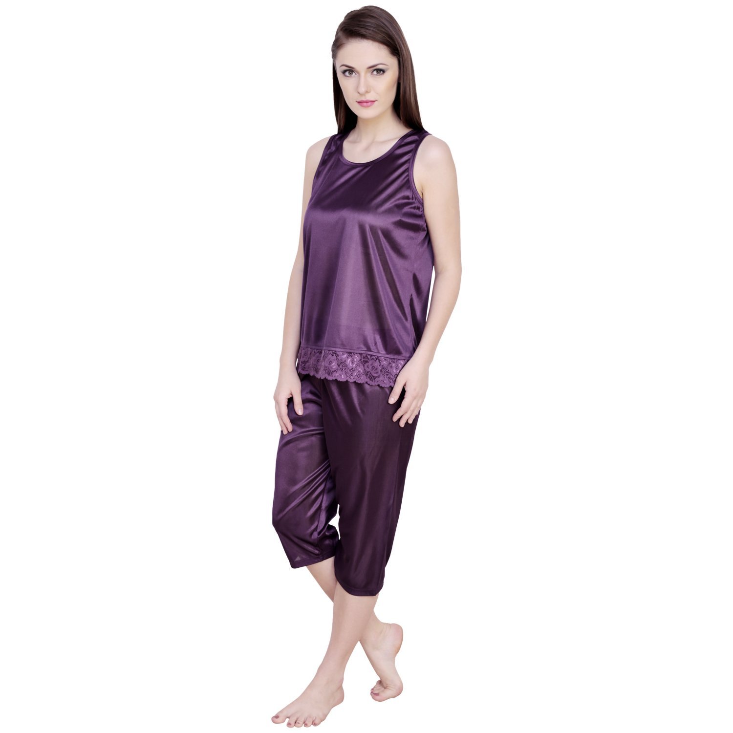 claura satin stylish capri and top