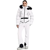 HOTIAN Women's One Piece Snowsuit, Waterproof Insulated Ski Jumpsuit with Faux Fur Collar for Skiing & Snowboarding