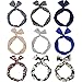 TOODOO 9 Pieces Wire Headbands for Women Girls, Hair Tie Twist Bow Wire Headbands Bowknots Satin Headband Rabbit Ear Wired Headband Yoga Headbands Sports Hair Accessory Hairbands