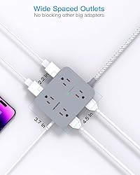 Extension Cord 6 Feet, HANYCONY Surge Protector