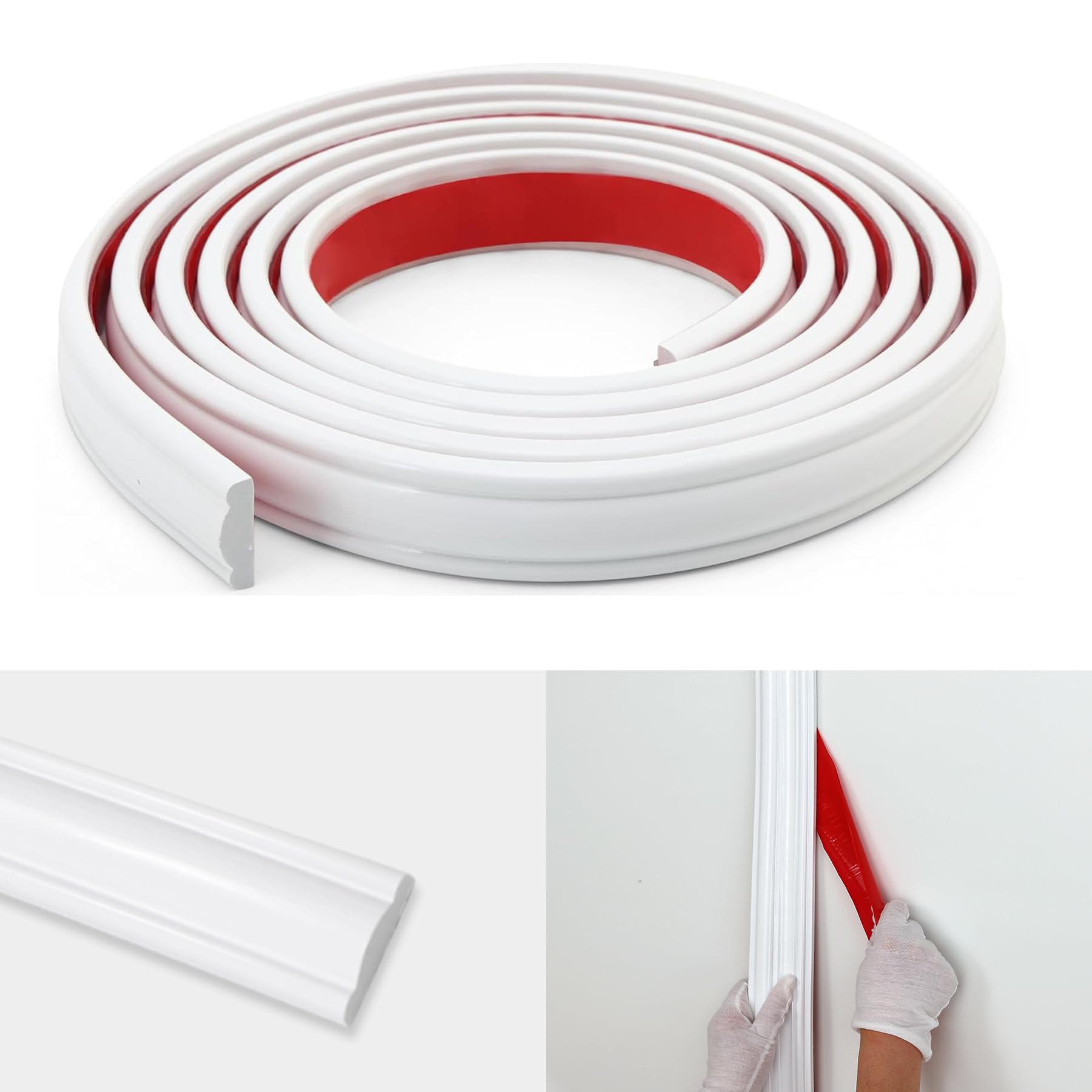 Taaizau Peel and Stick Wall Molding Trim, Flexible Strip for Mirror Frame, Chair Rail, Wall Protection and Home DIY Decoration (3m x 2.7cm)