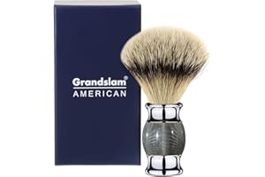 Grandslam Finest Badger Shaving Brush with Resin Handle- Engineered for the Best Shave of Your Life (Gray)