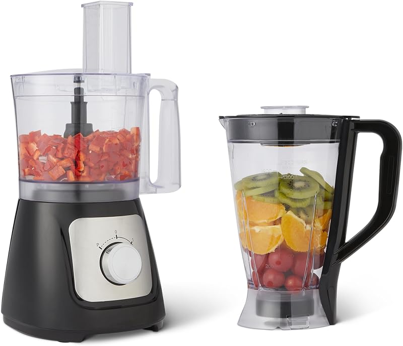 Robot culinaire et fouet à 2 vitesses, bol de 2,4 litres et carafe de 1,5 litre, 800 W, noir