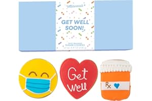 WANDERCRUMB | Get Well Gifts for Men – 3 Pack Hand Decorated Vanilla Cookies with Message Card – Get Well Gifts for Women – After Surgery, Recovery, or Just Because - Get Well Soon Gift Baskets for Women