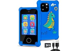 BESTOONE Kids Smart Phone Toys for 3 4 5 6 Year Old Girls, Toddler Touchscreen Phone with Dual Camera, MP3 Music Player, and 32GB SD Card, Christmas Birthday Gifts for Kids Ages 3-8