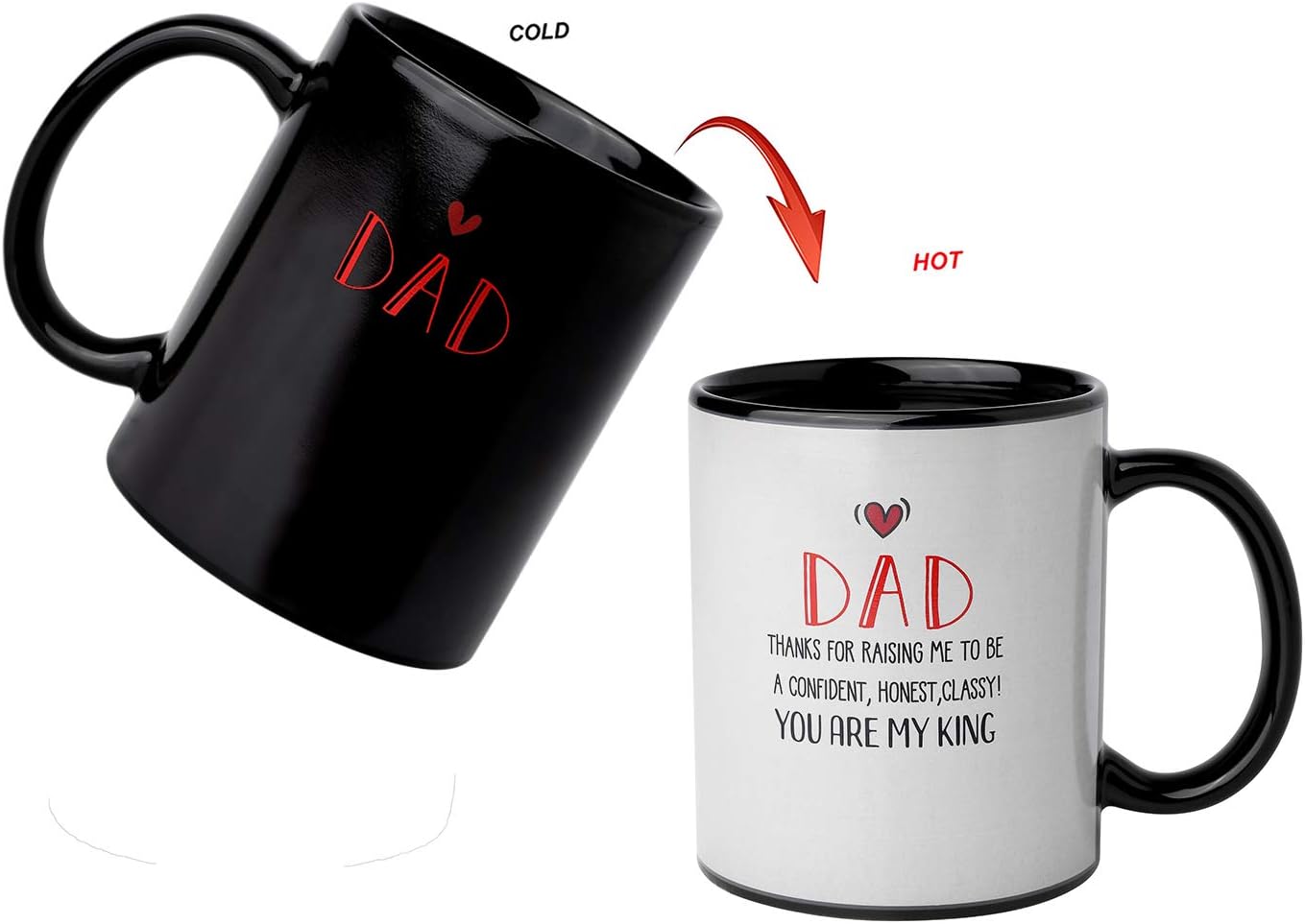 Doublewhale Dad Novelty Gift Mug,Best Office and Home Gifts for Dad Porcelain Cup, Heat Changing Mug,12OZ