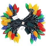 DEWENWILS C9 Outdoor Christmas String Lights, 33.3ft 50 LEDs Multi-Colored String Lights, Decoration String Lights for Patio, Tree, Garden,Green Wire, UL Listed