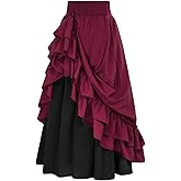 Scarlet Darkness Victorian Maxi Skirt for Women Renaissance Long Double-Layer Ruffle Skirt