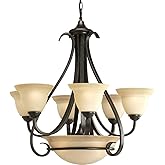 Progress Lighting P4417-77 6-Light Two-Tier Torino Chandelier, Forged Bronze