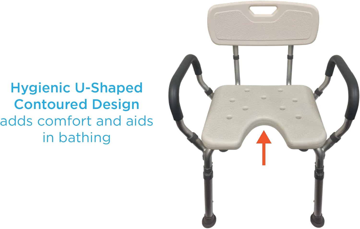 NOVA Shower & Bath Chair with Back & Arms & Hygienic Design, Quick & Easy Tools Free Assembly, Lightweight & Seat Height Adjustable, Great for Travel: Health & Personal Care
