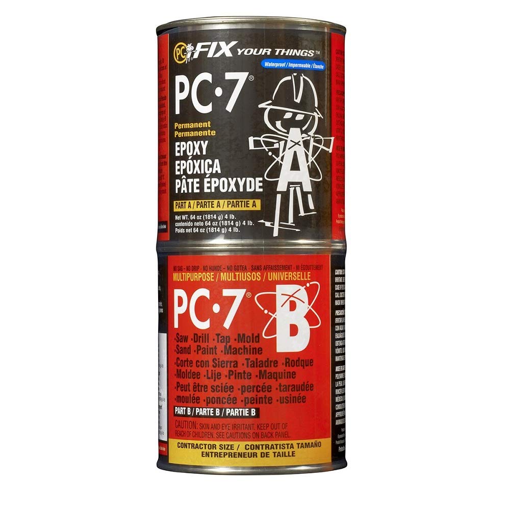 PC Products PC-7 Epoxy Adhesive Paste, Two-Part Heavy Duty, 4 lb in Two Cans, Charcoal Gray 647776 (Pack of 2) Image PC Products PC-7 Epoxy Adhesive Paste, Two-Part Heavy Duty, 4 lb in Two Cans, Charcoal Gray 647776 (Pack of 2) Image