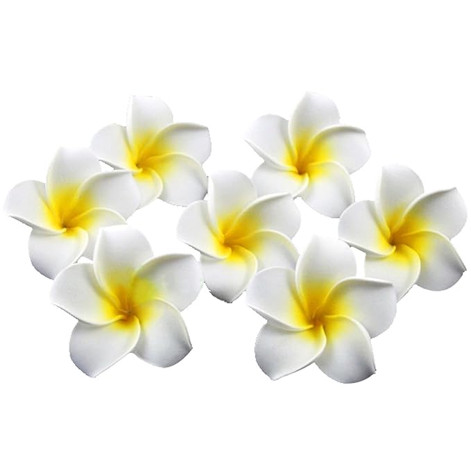Tininna 100 Pcs Plumeria Mousse Deco Galets Hawaïen Mousse Fleur De Frangipanier Pour Mariage Décoration Fête