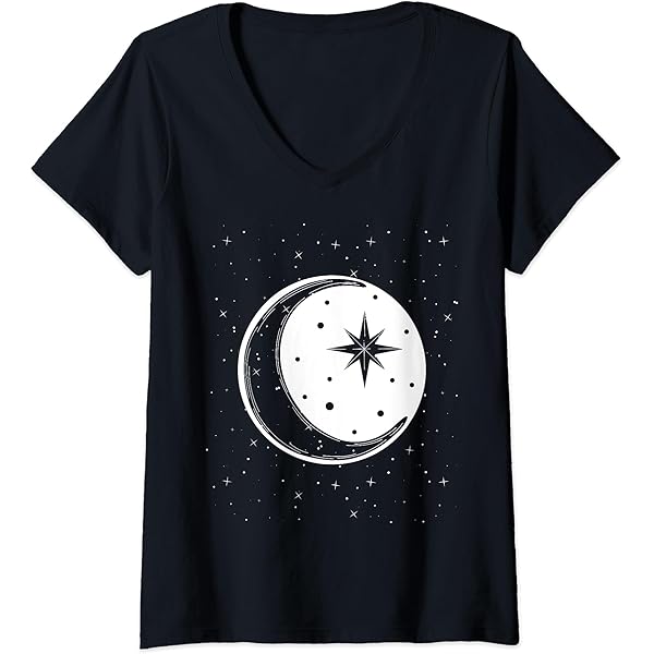 Perfumecloset プリントシャツ　Print Shirts Moon Amazon.com: Moon and Stars Celestial Design Starry Full Moon