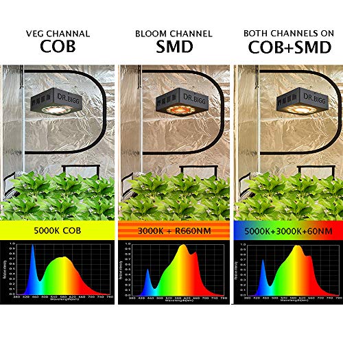 (Upgraded) Full Spectrum 1000W LED Grow Light Adjustable Veg and Bloom