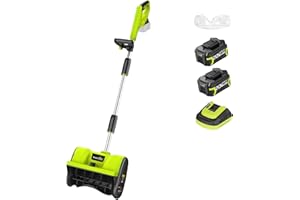 SnapFresh 20V Snow Shovel Cordless,12” Electric Snow Thrower kit,with 2 Pack 4.0Ah Batteries and Fast Charger(Green)