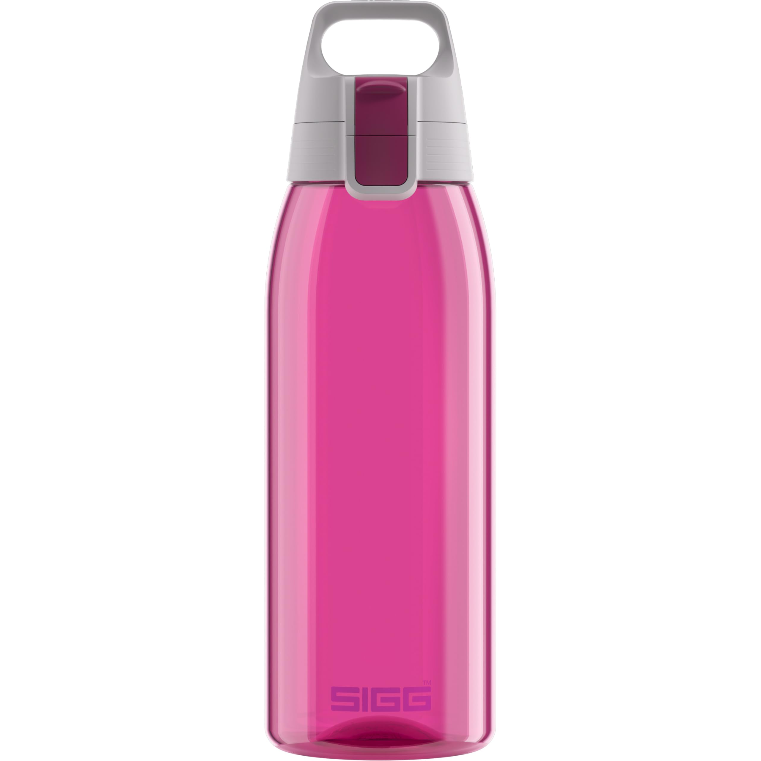 Sigg - Tritan Water Bottle - Total Color ONE Berry - Suitable For Carbonated Beverages - Dishwasher Safe - Leakproof - Featherweight BPA Free - 1L