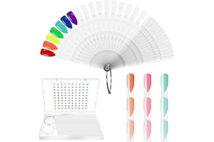 Laza 100 Pcs 3-in-1 Transparent Nail Swatch Sticks Box-packed with Ring and Numbered Stickers Nail Art Polish Color Display Tester Practice Sample Sticks Nails Supplie for Nail Techs - 300 Tips Square