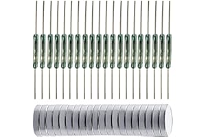 Gebildet 20pcs Glass Reed Switch Reed Contact Normally Open (N/O) Magnetic Induction Switch (2mm×14mm) with 20pcs Multi-Use Magnetic Sheet