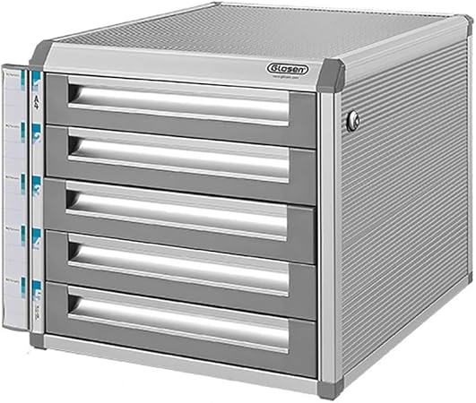 Fpigshs Metal Commercial Office Filing Cabinet A4 Desktop Cabinet 5 Drawers With Lock Silver Grey H298xw315xd350mm Amazon Co Uk Kitchen Home