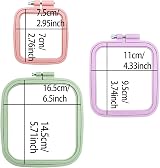 LAMXD 3 Pcs Embroidery Hoop Set Rectangular Square Plastic 3 Sizes Gold Eye view 2
