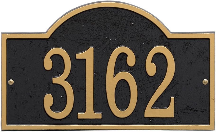 Whitehall Products Fast and Easy Arch House Number Plaque, Black/Gold