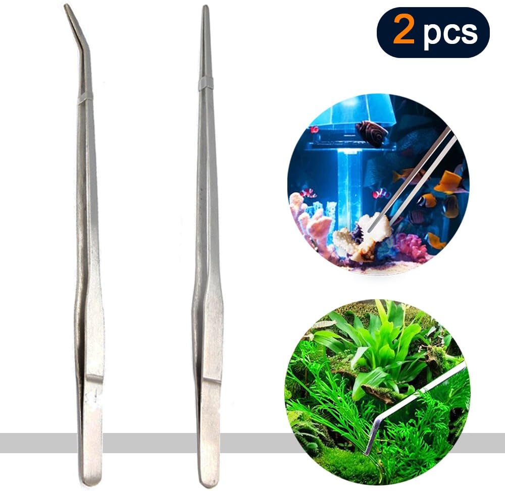 Coardor Aquarium Tweezers Long 2 in 1 Kit Aquascaping Tools Water Plant Accessories Stainless