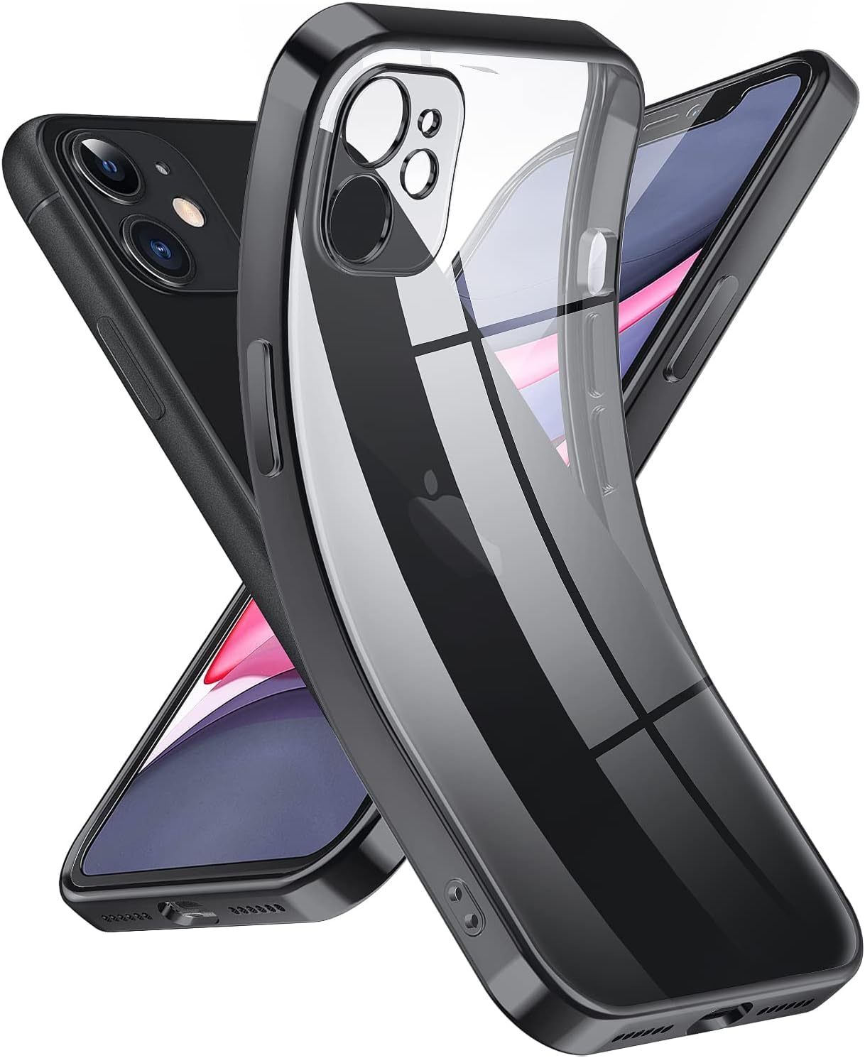 Supdeal Crystal Clear Case for iPhone 11, [Never Yellow] [Camera Protection], Thin Slim Fit Transparent Soft Silicone Phone Protective Case Cover, 6.1 Inch, Black — image 1