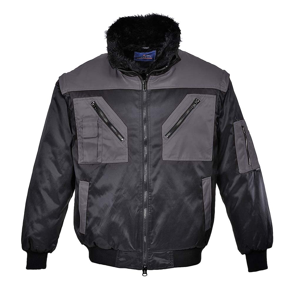Portwest Two Tone Pilot Jacket, Size: 5XL, Colour: Black/Grey, PJ20BYR5XL