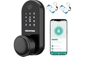 GEONFINO Smart Door Lock with Knob, Keyless Entry Door Lock with Handle, Black Digital Deadbolt for Home
