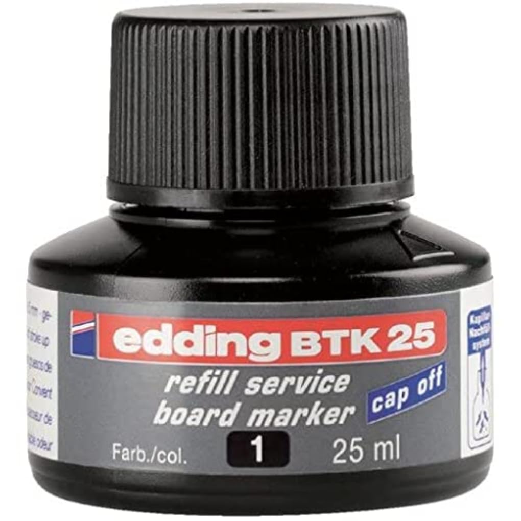 edding BTK 25 refill ink whiteboard marker - black - 25 ml - with capillary system, for quick refilling of almost all edding whiteboard markers