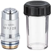 AmScope A60X 60X Achromatic Microscope Objective, Grey | 60X Achromatic Microscope Objective Lens, Color: Grey
