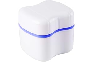 LOVEWEE Strong Denture Case, Upgraded Dentures Box, Denture Brush Retainer Case, Denture Cups Bath, Dentures Container with Basket Denture Holder, Retainer Cleaning Case, Perfect To Safe Guard Dentures
