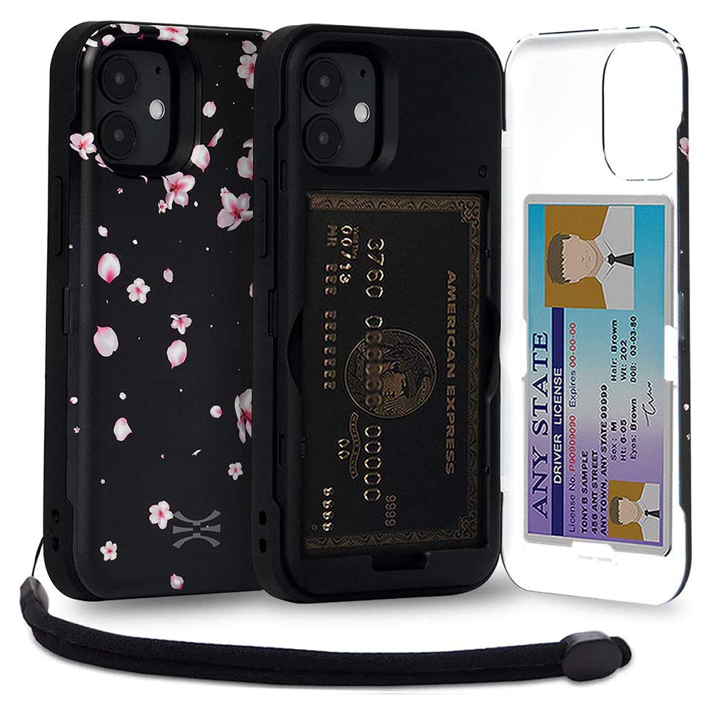TORU CX PRO for iPhone 12 Mini Case Wallet | Protective Shockproof Heavy Duty Cover with Hidden Card Holder & Card Slot | Mirror & Wrist Strap Included - Flowers — image 1