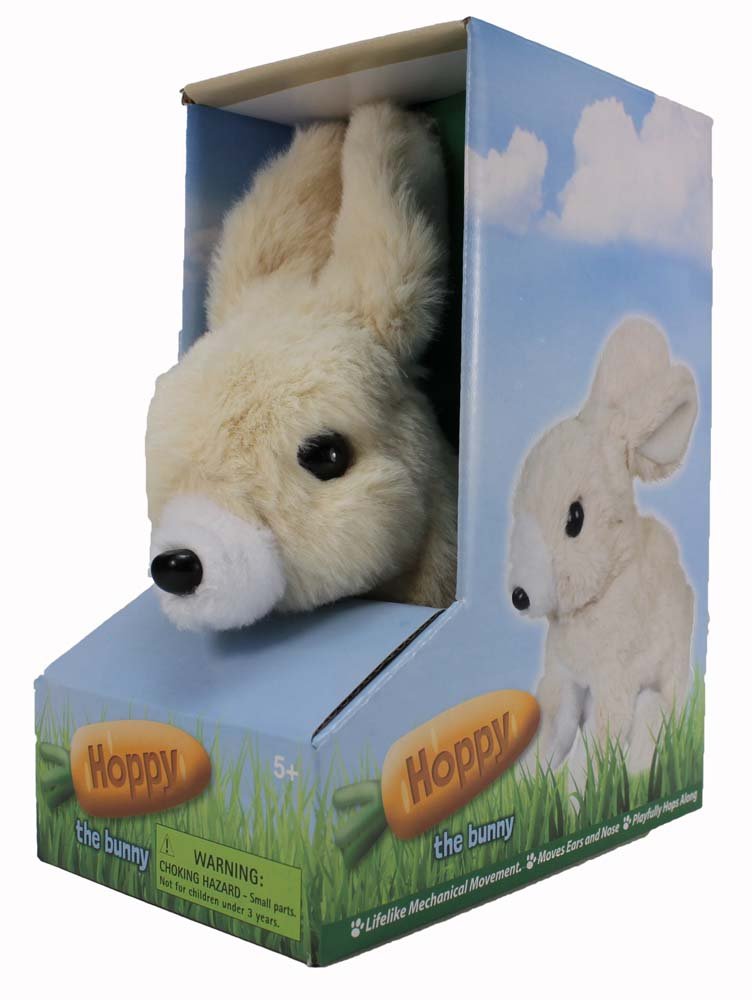Westminster, Inc. Hoppy the Bunny - Juguete de conejo lindo, tierno y de peluche que funciona con pilas salta y se mueve