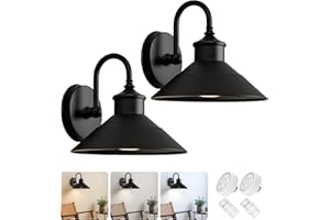 JOESA Battery Operated Wall Sconce Set of 2, Black Vintage Wireless Industrial Cordless Battery Powered Wall Sconces, for Bed