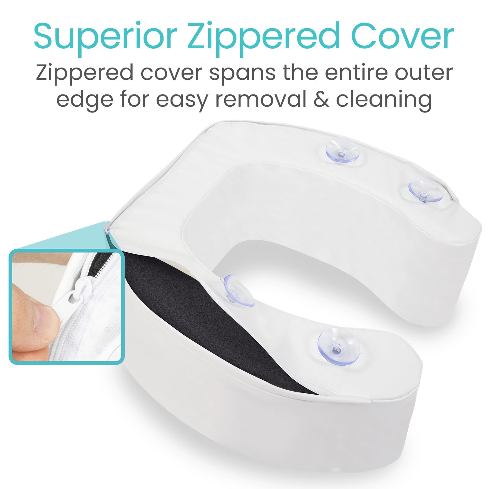 Vive Toilet Seat Cushion (Soft Cushioned Foam) - Easy Clean Soft Padded Bathroom Attachment - Elongated, Standard Seats - Comfort & Support Donut for Handicap Adults