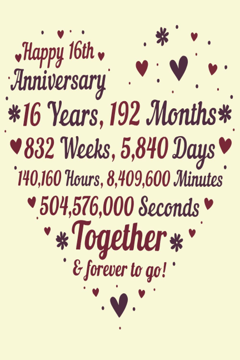 Happy 16 Years Anniversary 16 Years Of Marriage/Happy Anniversary: 16Th Wedding Anniversary  Celebrating, Marriage Anniversary Notebook Journal, Married For 16 Years  Wedding Duo Diary, Sweet Memories Notebook Card Alternative: For Journals,  Emma: 9798465234948: Amazon.com: Books