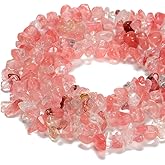 jodaying 3-5mm Natural Cherry Quartz Gemstone Chips Loose Beads Semi Precious for Jewelry Making DIY Handmade Craft Supplies 1 Strand per Bag Approxi 32"