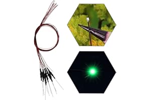 Evemodel L0402G 20pcs Prewired SMD LED 0402 Green Light Emitting Diode 12V Pre-soldered Micro Litz Wired Leads Wire Length 7.8inch (20cm) for DIY Manual Model Toy Decoration